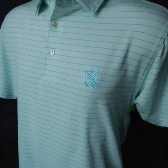 Peter Millar Summer Comfort Lt Blue Striped N Stretch Polo (M) ⛳️ - Picture 8 of 8